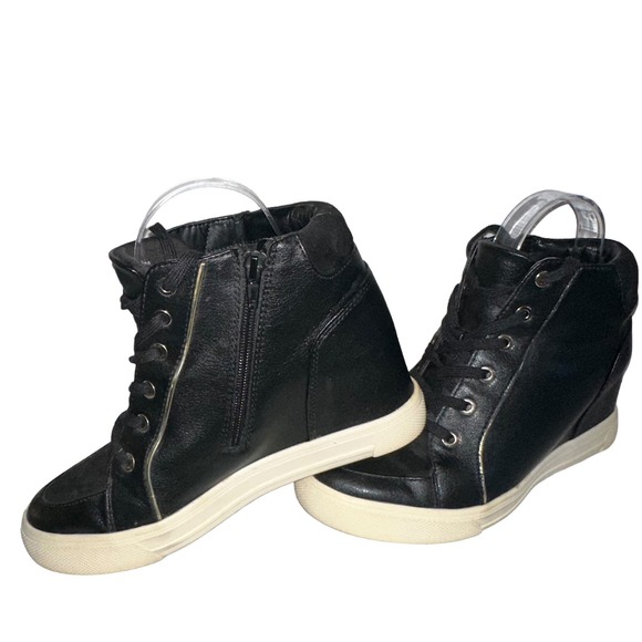 Aldo Black Wedge Sneaker Size 9 - Picture 6 of 12